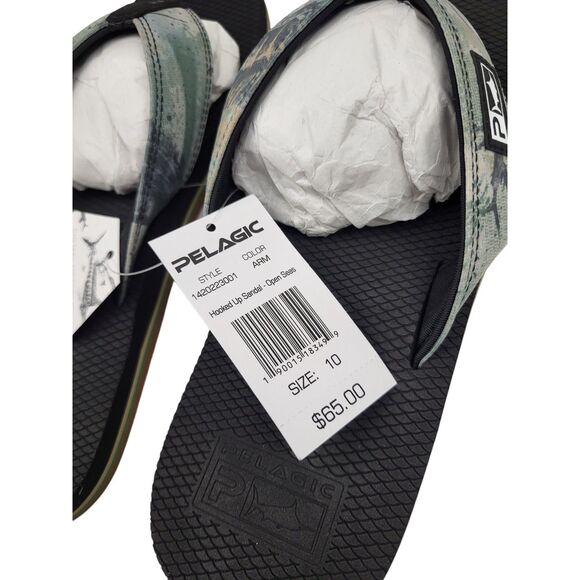 Pelagic Offshore Army Camo Black Sandals Flip Flops Size 10 NWT New main image 7